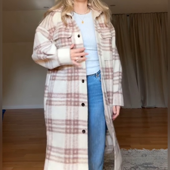 H&M Oversized Plaid wool blend shacket XS - Picture 3 of 5